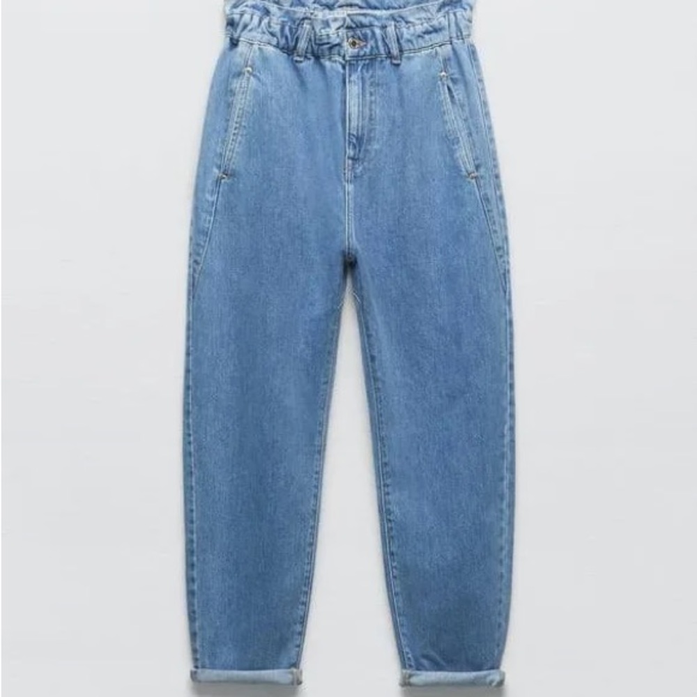 ZARA High Waisted Paperbag Baggy Jeans